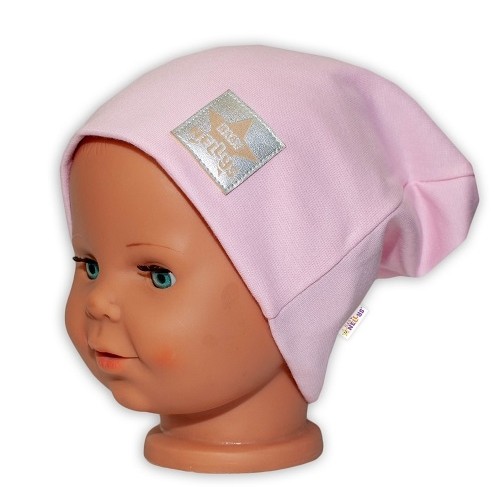 Baby Nellys Hand Made Detská funkčná čiapka s dvojitým lemom - sv. růžová