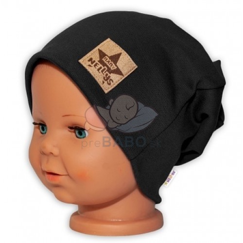 Detská funkčná čiapka s dvojitým lemom - čierna
