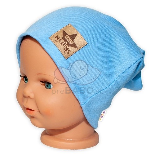 Detská funkčná čiapka s dvojitým lemom - sv. modrá