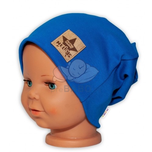 Detská funkčná čiapka s dvojitým lemom - tm. modrá