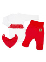Baby Nellys 3-dielna sada Body dl. rukáv s tutu, šatka, polodupačky,červená,biela, veľ.62