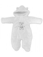 Baby Nellys Zimné chlupáčková kombinézka Little STAR, biela, veľ. 74