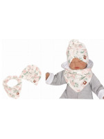 Z&Z Štýlová detská jarná / jesenná bavlnená čiapka, turban s šatkou, kvietky