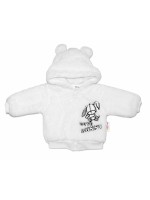 Baby Nellys Dojčenská chlupáčková bundička  s kapucňou Cute Bunny - biela, veľ. 68