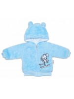 Baby Nellys Dojčenská chlupáčková bundička  s kapucňou Cute Bunny - modrá, veľ. 80