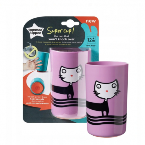 Tommee Tippee Stabilné hrnček Super Cup 300 ml 12m + Mačička, fialový