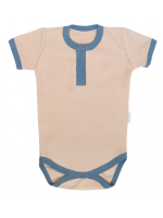 Mamatti Bavlnené body polo kr. rukáv, Dinosaurus - krémové, veľ. 74
