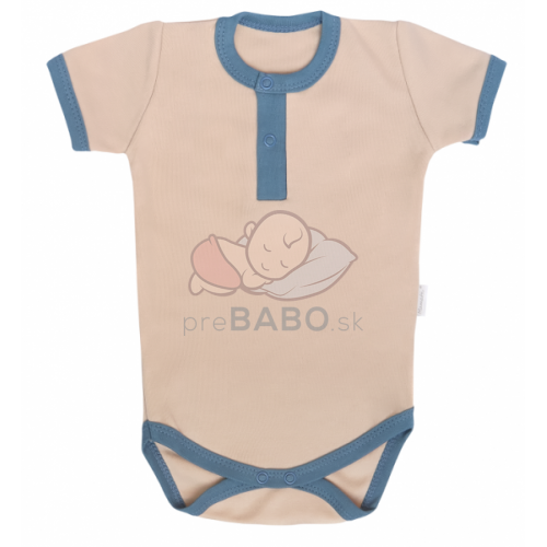 Mamatti Bavlnené body polo kr. rukáv, Dinosaurus - krémové, veľ. 74