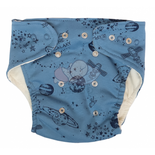 Mamatti Látková plienka EKO sada - nohavičky + 2 x plienka, Vesmír, veľ. 5 - 14 kg, modrá