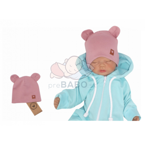 Z & Z Dvojvrstvová bavlnená čiapočka LOVE TEDDY, lila, veľ. 68/74