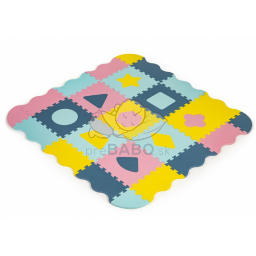 ECO TOYS Detské penové puzzle 121,5x121,5cm, hracia deka, podložka na zem Tvary, 37 dielov
