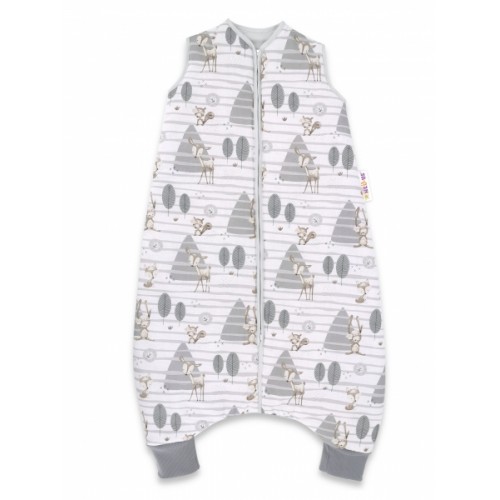 Teplejší spací vak s nohavičkami Baby Nellys, Zvieratká v lese - šedá