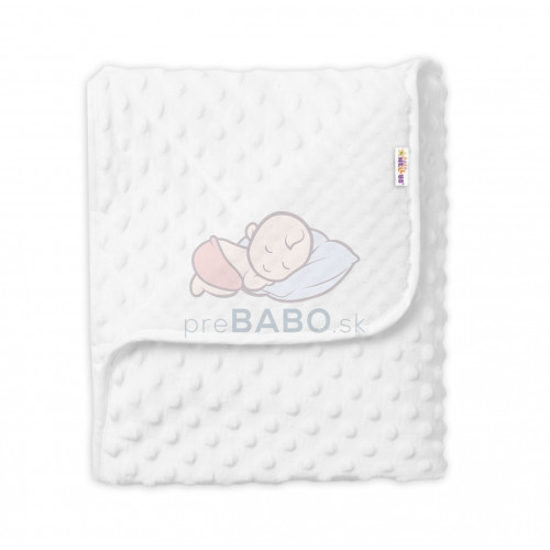 Detská luxusná obojstranná deka s Minky 80x90 cm, biela, Baby Nellys