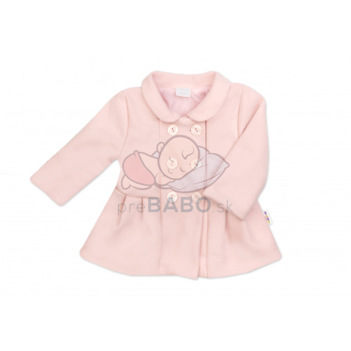 Baby Nellys Detský flaušový kabátik, púdrovo ružový, veľ. 80