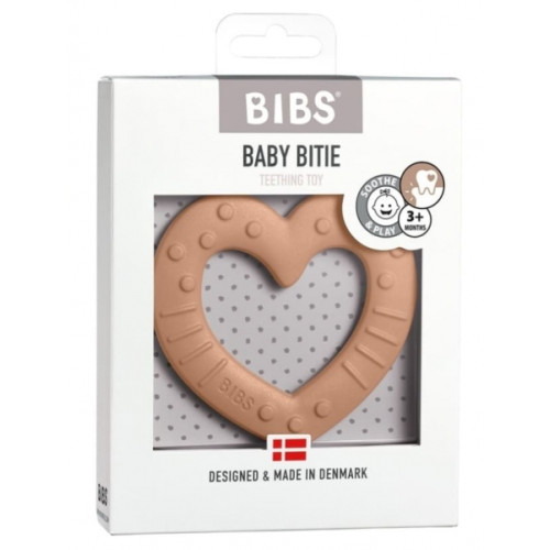 BIBS Baby Bitie Heart Peach - Silikónové hryzátko Srdiečko - merunkové