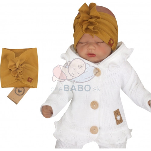 Z & Z Stylová bavlnená Čelenka / Turban, horčicová, vel. 80/98