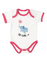 MBaby Bavlnené body s krátkym rukávom, Sloníča So Cute, bielo/červené, veľ. 68