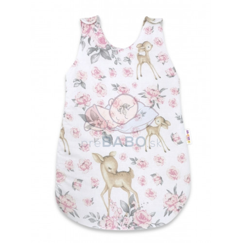 Spací vak Baby Nellys, Srnka a růže, 70 cm - růžová