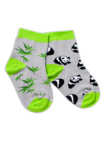 Baby Nellys Bavlnené veselé ponožky  Panda - sivé, veľ. 122/128