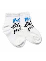 Baby Nellys Bavlnené ponožky Little prince - biele, veľ. 122/128
