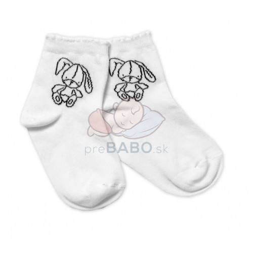 Bavlnené ponožky Cute Bunny - biele, veľ. 104/116