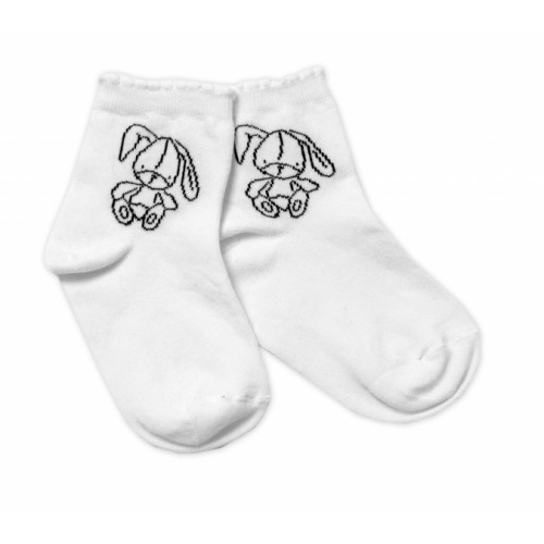 Baby Nellys Bavlnené ponožky Cute Bunny - biele, veľ. 104/116