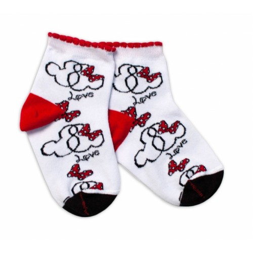 Baby Nellys Bavlnené ponožky Minnie Love - biele