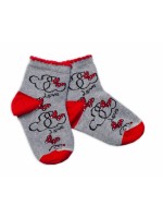 Baby Nellys Bavlnené ponožky Minnie Love - sivé, veľ. 122/128