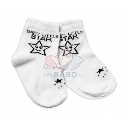 Baby Nellys Bavlnené ponožky Baby Little Star - biele, veľ. 122/128