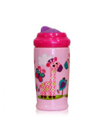 Flaša Lorelli sportovní se slámkou 300 ml ZOO PINK