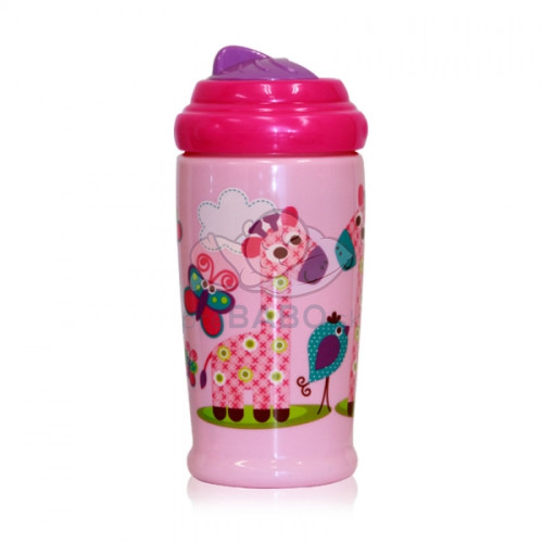 Flaša Lorelli sportovní se slámkou 300 ml ZOO PINK