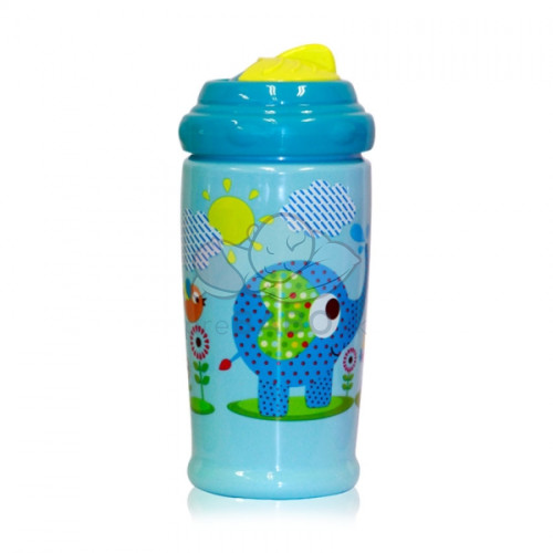 Flaša Lorelli sportovní se slámkou 300 ml  ZOO blue