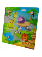 Drevené zábavné puzzle vkladacie 30x30cm  - Zoo velké