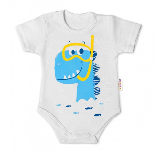 Baby Nellys Bavlnené dojčenské body, kr. rukáv, Drak Eda - biele, veľ. 68