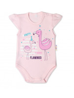 Baby Nellys Bavlnené dojčenské body, kr. rukáv, Flamingo - sv. růžové, veľ. 62