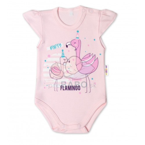 Baby Nellys Bavlnené dojčenské body, kr. rukáv, Flamingo - sv. růžové, veľ. 68