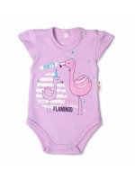 Baby Nellys Bavlnené dojčenské body, kr. rukáv, Flamingo - lila, veľ. 86