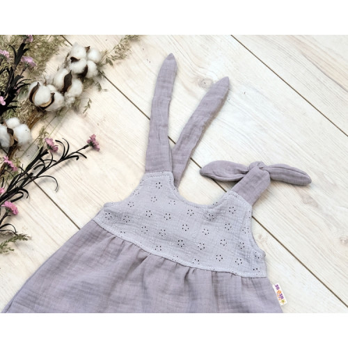 Baby Nellys Letné ľahučké mušelínové šaty Summer - šedé