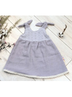 Baby Nellys Letné ľahučké mušelínové šaty Summer - šedé , veľ. 68/74