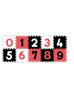 Penové puzzle - Čísla, 10ks, čierna / červená / biela