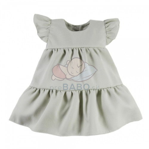 EEVI Dievčenské šaty s volánikmi Nature - khaki, veľ. 68