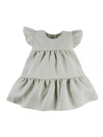 EEVI Dievčenské šaty s volánikmi Nature - khaki, veľ. 80