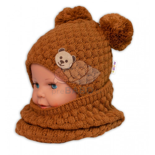 BABY NELLYS Pletený nákrčník / komínok - hnedý