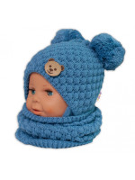 BABY NELLYS Pletený nákrčník / komínok - modrá