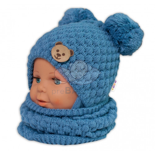 BABY NELLYS Pletený nákrčník / komínok - modrá
