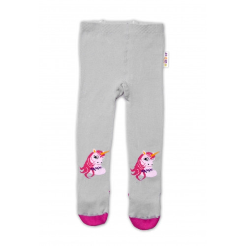 Baby Nellys Bavlnené pančucháče Unicorn - sivé
