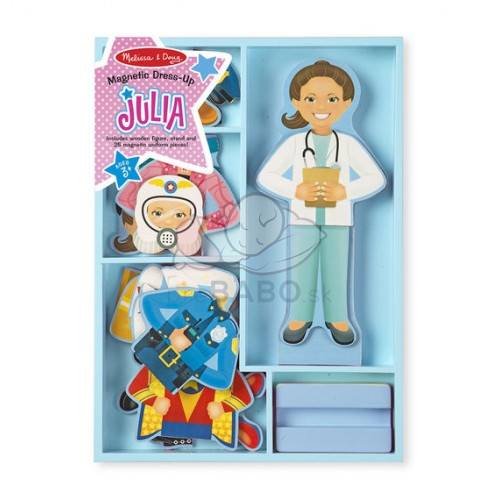 Melissa & Doug Drevená magnetická bábika na obliekanie Julie