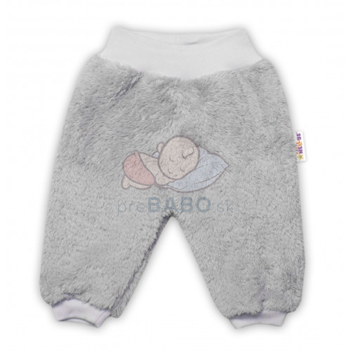 Baby Nellys Dojčenské chlupáčkové tepláčky Cute Bunny - sivé, veľ. 62