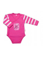 Baby Nellys Dojčenské body, dl. rukáv, zap. bokom Sweet Little Princess, ružová