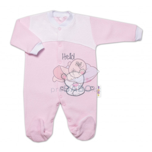 Baby Nellys Dojčenský overal froté, Macko Hello, veľ. 74